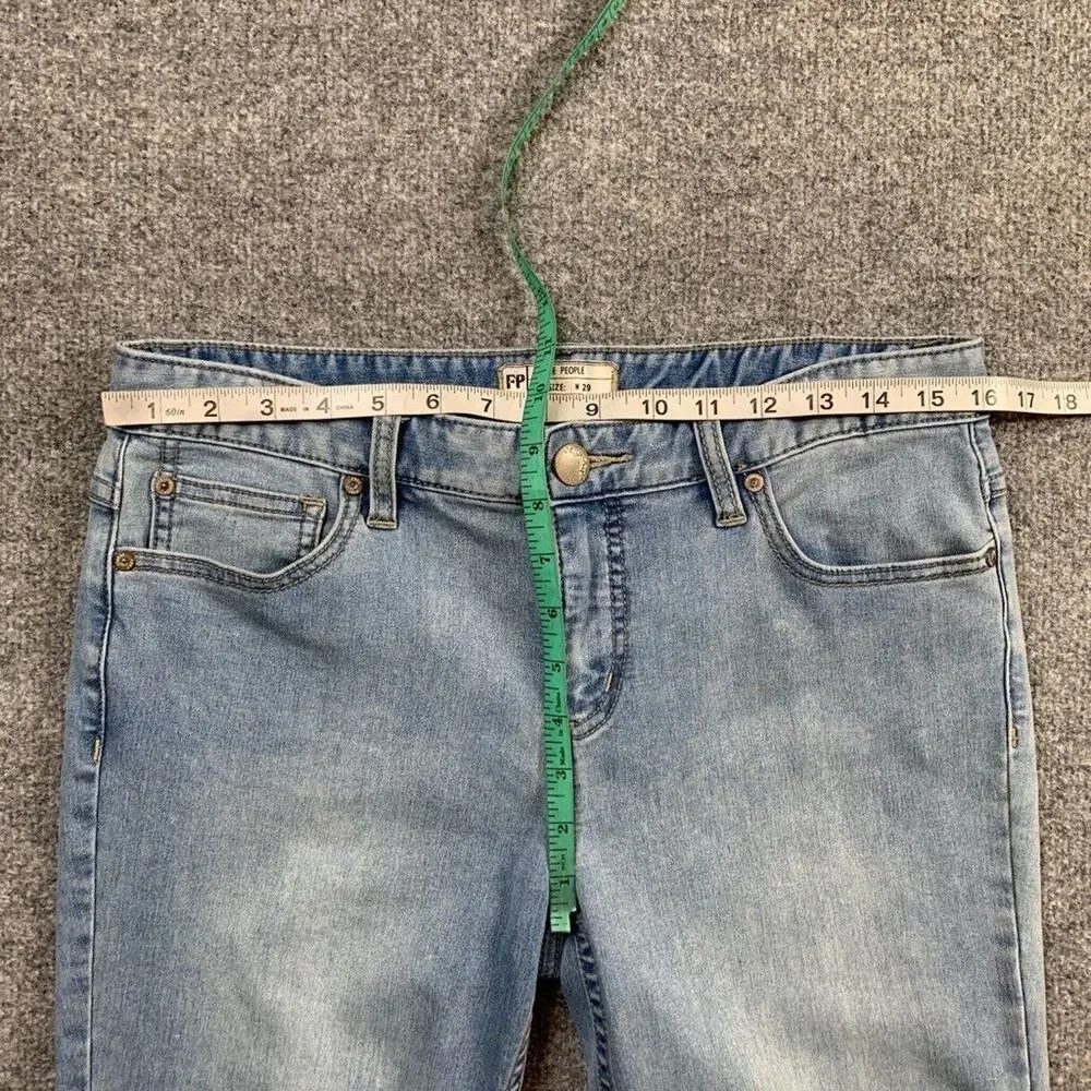 Free People Jeans Womens 29 Light Denim‎ Skinny Ankle Destroyed Busted Knee